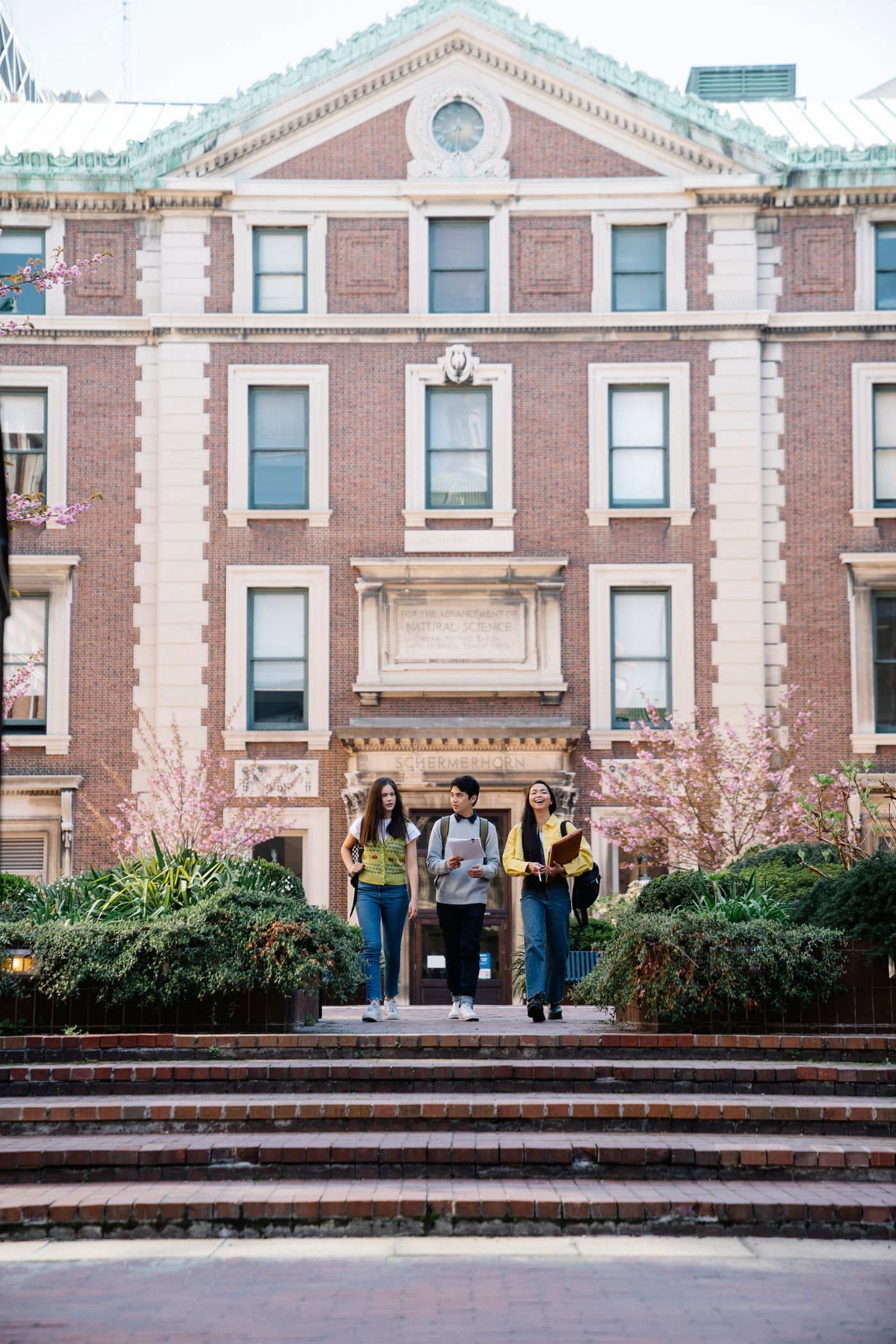 Students walking through campus together